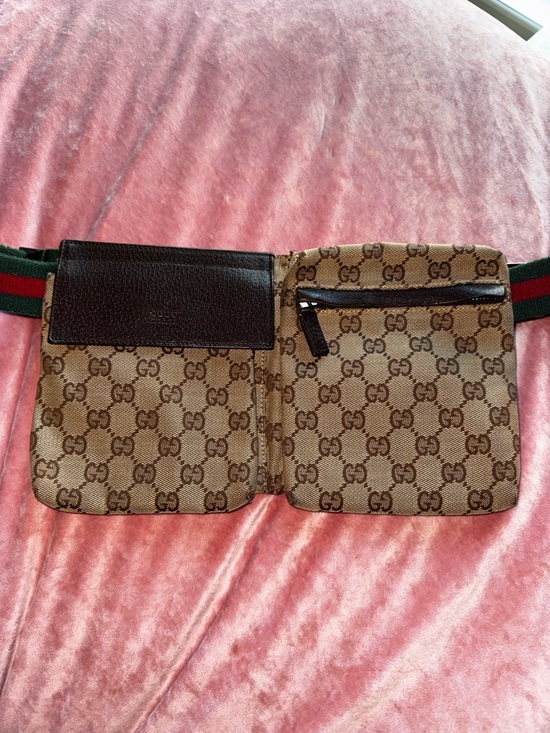 Gucci Handbags - Gucci Sherry GG Supreme Canvas Waist Bag in Beige with Green-Red Web Strap